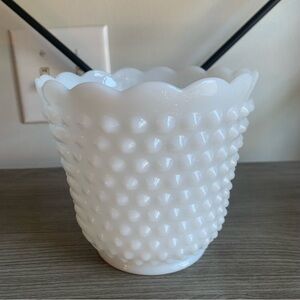 Fire King White Hobnail Oven Ware Bowl Vase 14 Made in USA